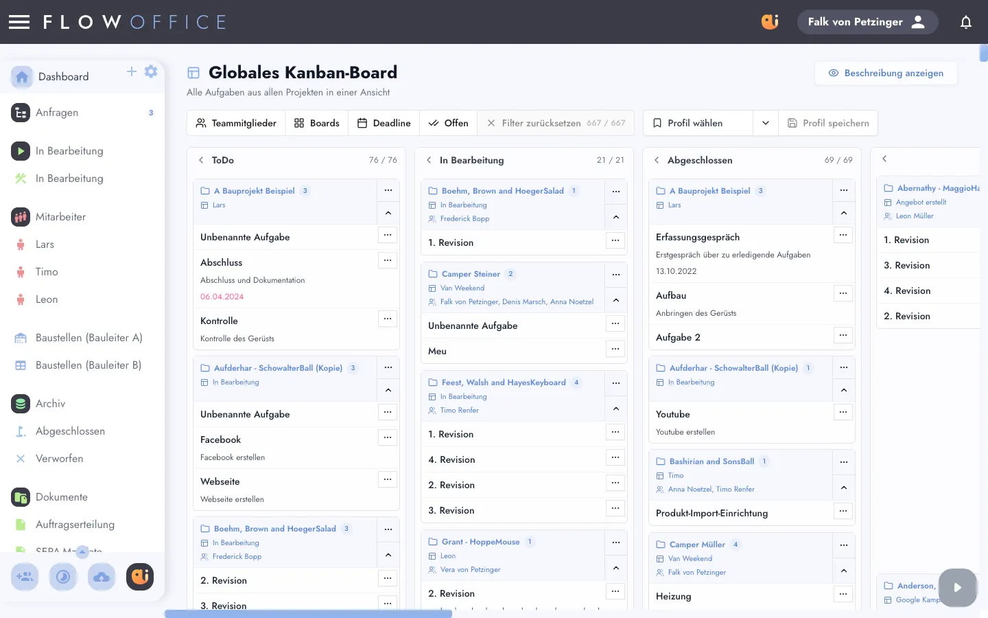 Globales Kanban-Board – Flow Office